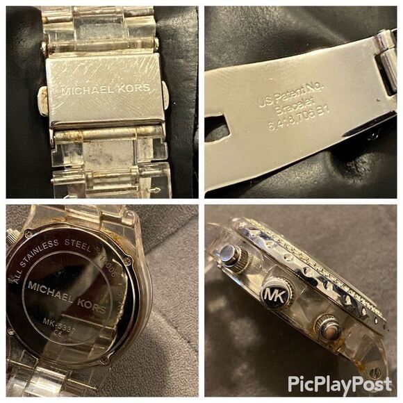 MICHAEL KORS Clear Crystal Women's Chronograph Watch MK5337 **FLAWS** - Picture 3 of 9